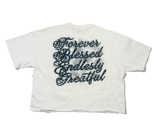 Forever Blessed Cropped T White