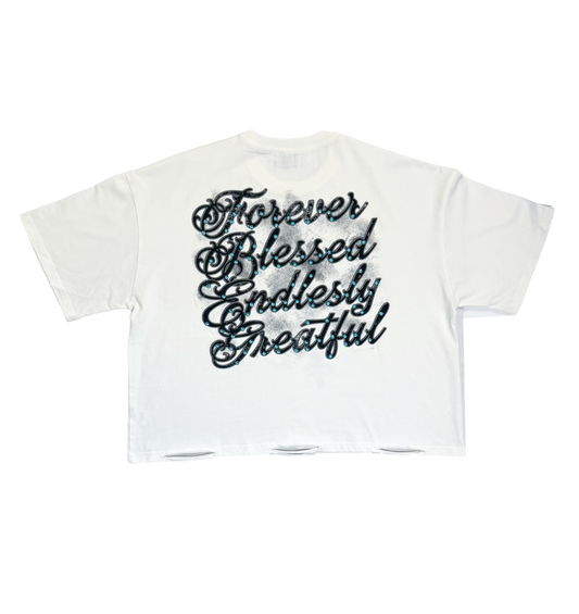 Forever Blessed Cropped T White